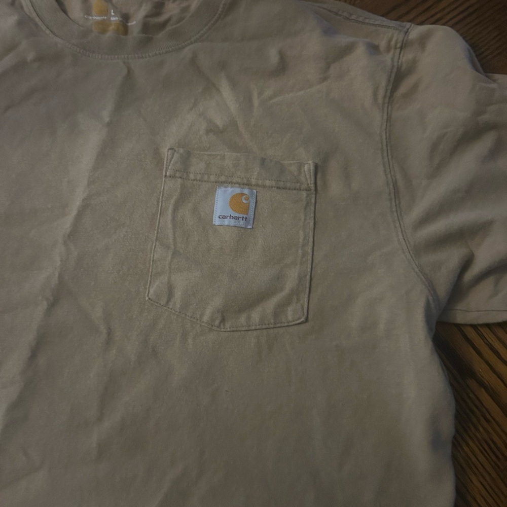 Carhartt T Shirt Mens L Original Fit Tan Short Sleeve Pocket Tee